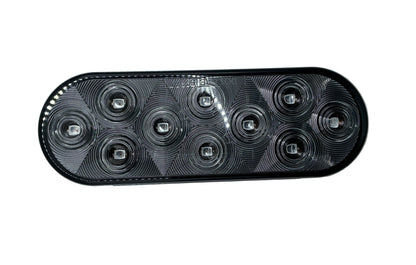 6" Oval LED Light Clear Red Smoke