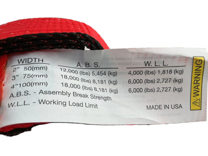 2" x 16' Spin Free Ratchet Strap Assy with Wire Hooks (Red)