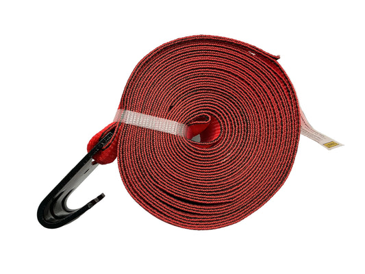4"x30' WINCH STRAP WITH FLAT HOOK RED