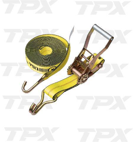 1-1/2" X 12' Spin Free Ratchet Strap Assy. with Wire Hooks