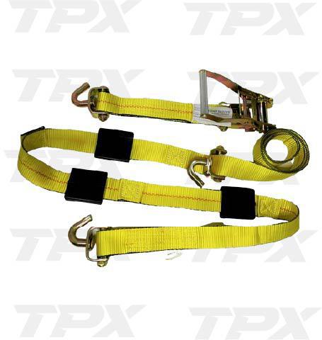 2"x10' SPIN FREE RATCHET STRAP WITH DOUBLE WIRE, HOOKS AND RUBBER BLOCKS