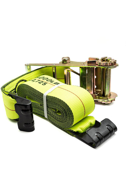 4" x 30' RATCHET STRAP W/FLAT HOOKS High Viz