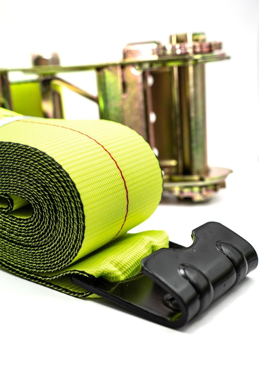 4" x 30' RATCHET STRAP W/FLAT HOOKS High Viz